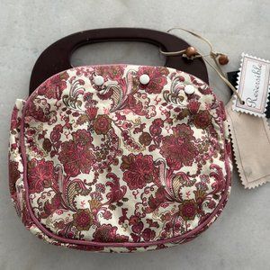 New With Tags - Braciano Reversible wooden handle cloth handbag